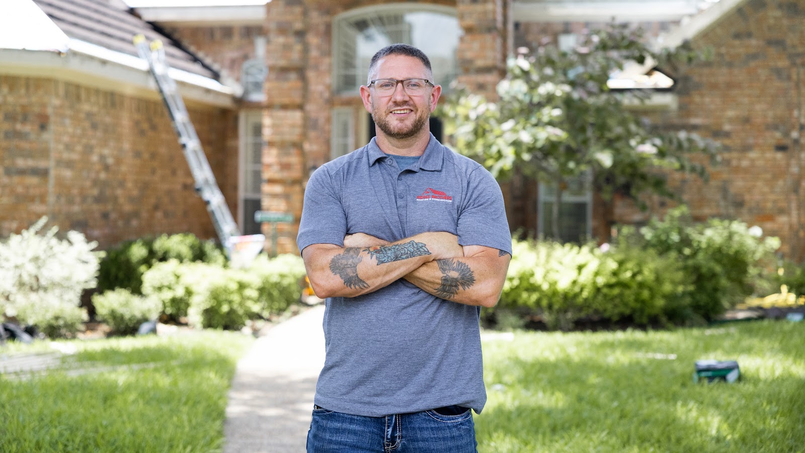Max from Riddle Brothers at a Richardson, Texas home during a roof inspection (by Riddle Brothers Roofing & Construction)