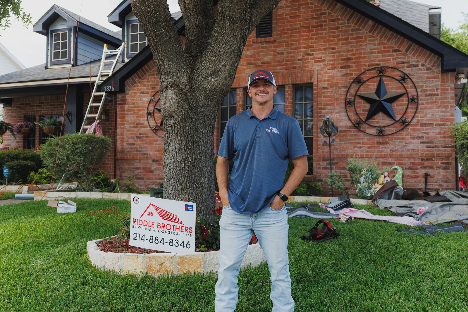 Trevor from Riddle Brothers on site for a roof inspection at a Rockwall, Texas home (by Riddle Brothers Roofing & Construction)
